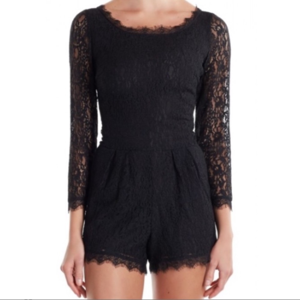 [joie] lace pattern scoop neck romper